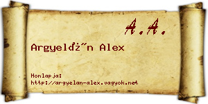 Argyelán Alex névjegykártya