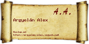 Argyelán Alex névjegykártya